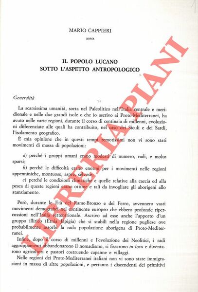 Il popolo lucano sotto l'aspetto antropologico.