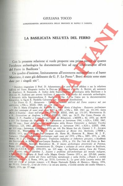 La Basilicata nell'Età del Ferro.