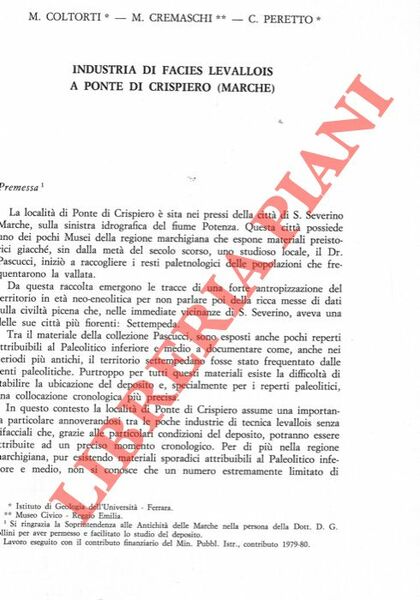 L'industria di facies Levallois a Ponte di Crispiero (Marche) .