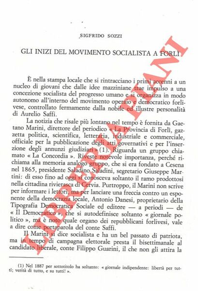 Gli inizi del movimento socialista a Forlì.