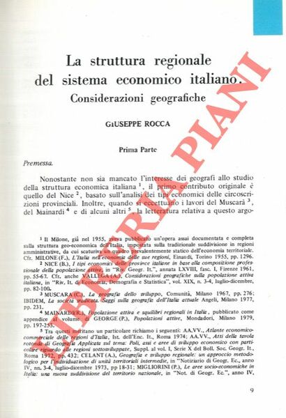 La struttura regionale del sistema economico italiano. Considerazioni geografiche.