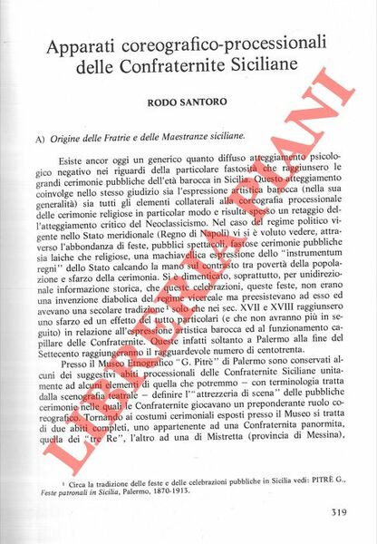 Apparati coreografico-processionali delle confraternite siciliane.