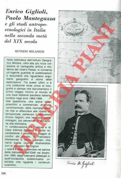 Enrico Giglioli, Paolo Mantegazza e gli studi antropoetnologici in Italia …