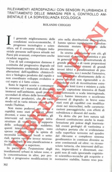 Rilevamenti aerospaziali con sensori pluribanda e trattamento delle immagini per …