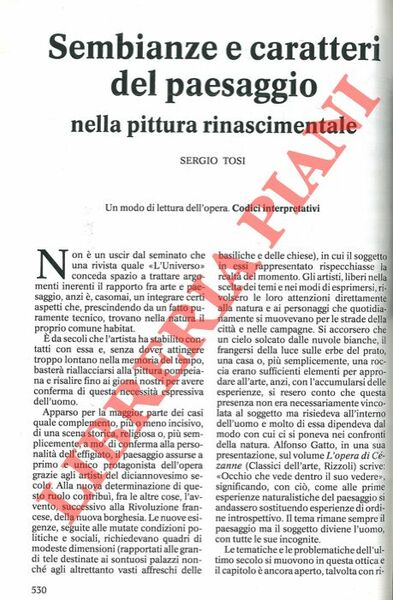 Sembianze e caratteri del paesaggio nella pittura rinascimentale.