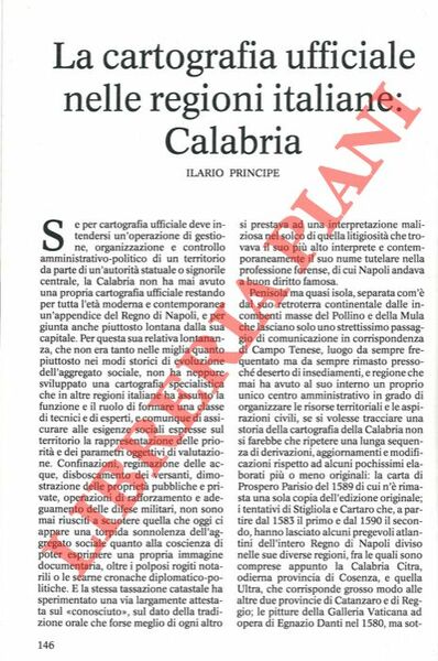 La cartografia ufficiale nelle regioni italiane: Calabria.