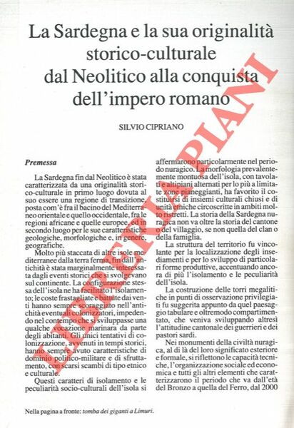 La Sardegna e la sua originalità storico-culturale dal Neolitico alla …