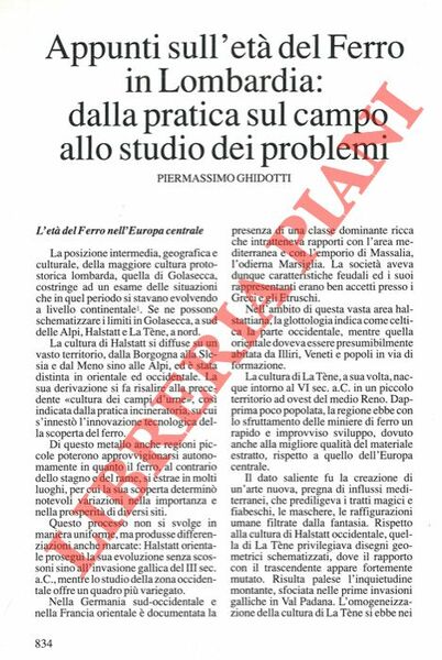 Appunti sull'età del Ferro in Lombardia: dalla pratica sul campo …