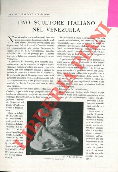 Uno scultore italiano nel Venezuela.