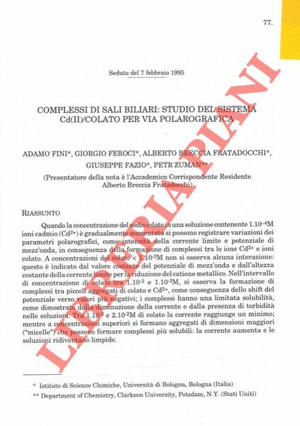 Complessi di sali biliari: studio del sistema Cd (II) / …