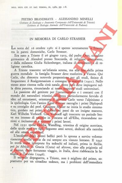 In memoria di Carlo Strasser.
