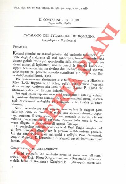 Catalogo dei Lycaenidae di Romagna (Lepidoptera ropalocera) .