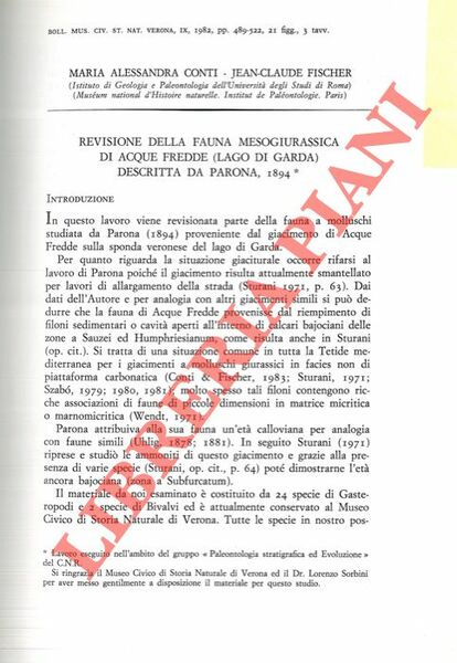 Revisione della fauna mesogiurassica di Acque Fredde (Lago di Garda) …