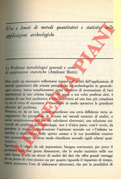 Uso e limiti di metodi quantitativi e statistici nelle applicazioni …