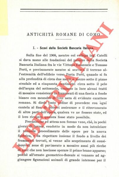 Antichità romane in Como. I. Scavi della Società Bancaria Italiana. …