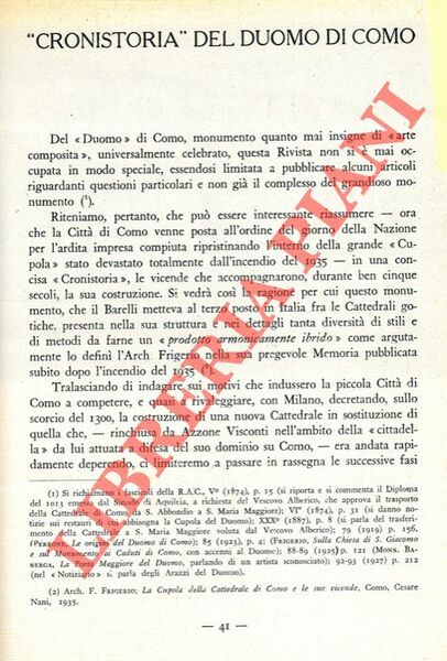 “Cronistoria” del Duomo di Milano.