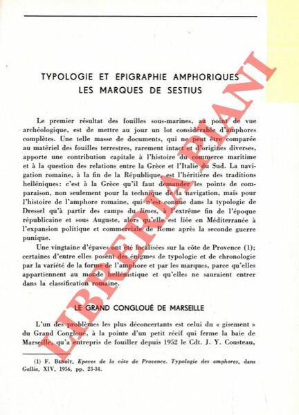 Typologie et epigraphie amphoriques. Les marques de Sestius.