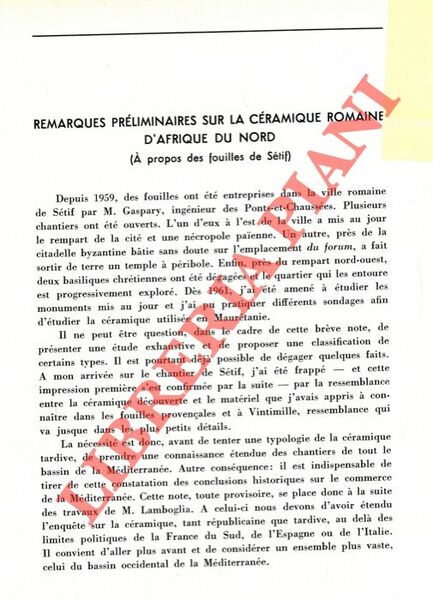 Remarques préliminaires su la céramique d'Afrique du Nord (A propos …