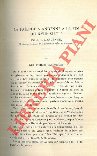 La faience à Andenne à la fin du XVIIIe siècle.