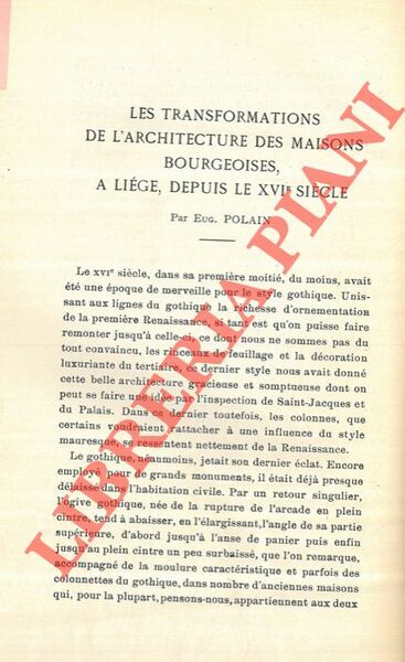 Les transformations de l'architecture des maisons bourgeois, à Liège, depuis …