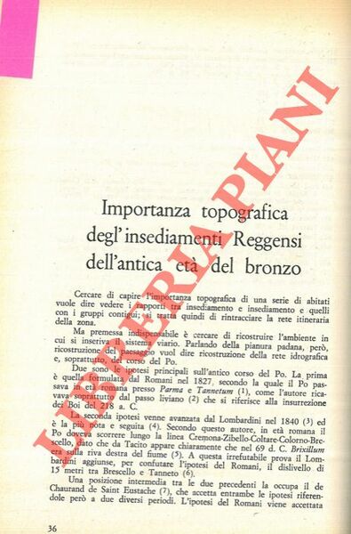 Importanza topografica degl'insediamenti Reggensi dell'antica età del bronzo.