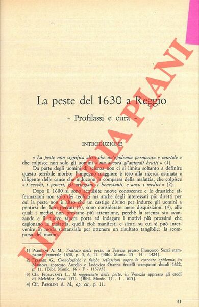 La peste del 1630 a Reggio.