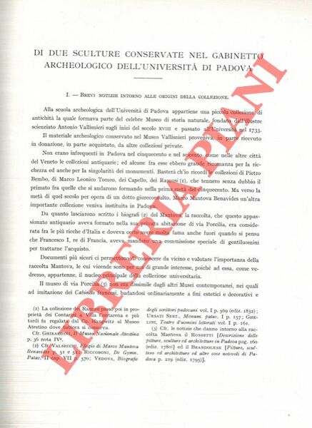 Di due sculture conservate nel Gabinetto archeologico dell'Università di Padova.