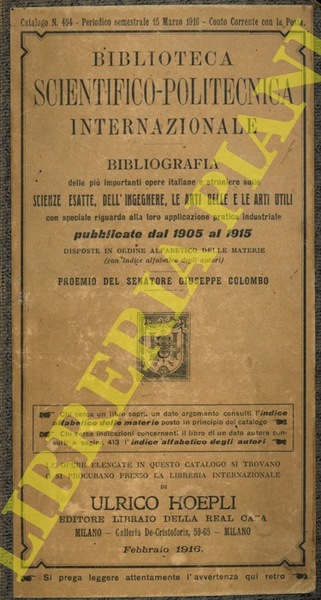 Biblioteca Scientifico-Politecnica Internazionale. Bibliografia delle più importanti opere italiane e …