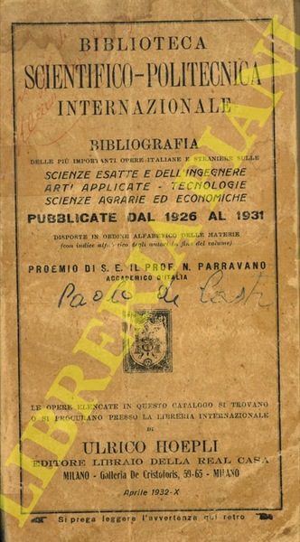 Biblioteca Scientifico-Politecnica Internazionale. Bibliografia delle più importanti opere italiane e …
