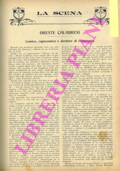 Oreste Calabresi. Comico, capocomico e direttore di compagnia.