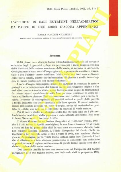 L'apporto di sali nutritivi nell'adriatico da parte di due corsi …