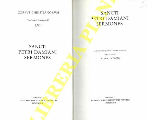 Sancti Petri Damiani. Sermones. Cura et studio Iohannis Lucchesi.