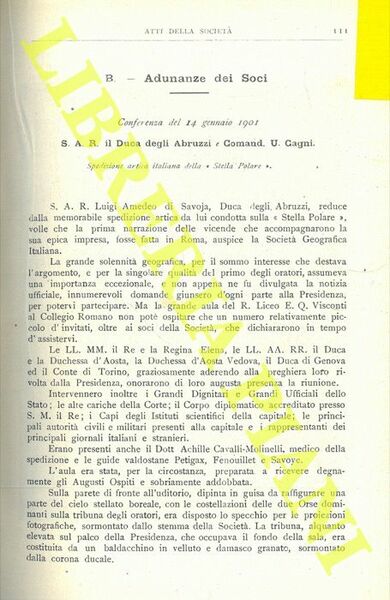 Spedizione italiana nel Mare Artico sulla “Stella Polare” . Conferenza …