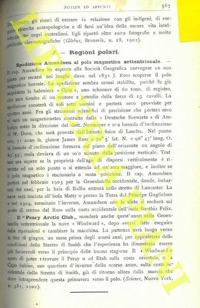 Spedizione Amundsen al polo magnetico settentrionale. Il “Peary Arctic Club” …