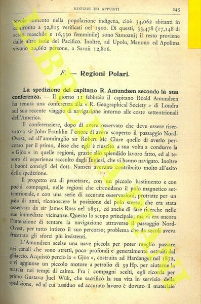 La spedizione del capitano R. Amundsen secondo la sua conferenza. …