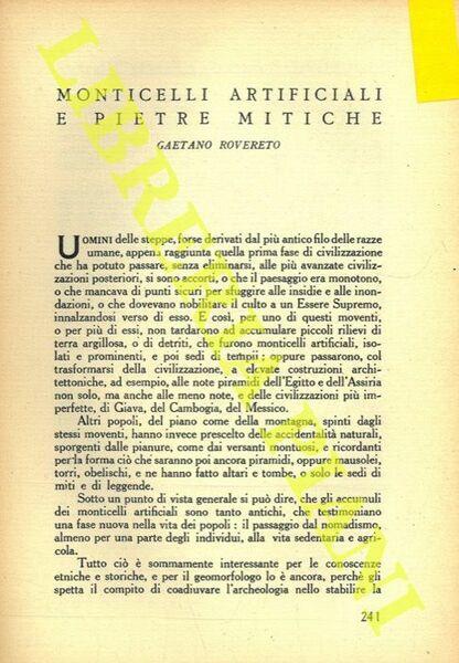 Monticelli artificiali e pietre mitiche.