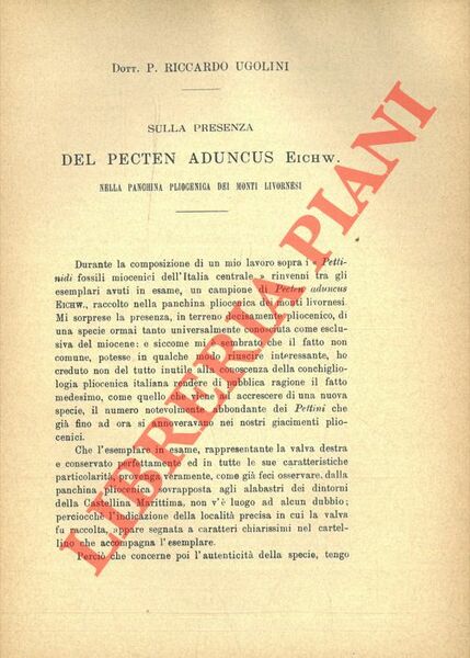 Sulla presenza del Pecten aduncus Eichw. nella panchina pliocenica del …