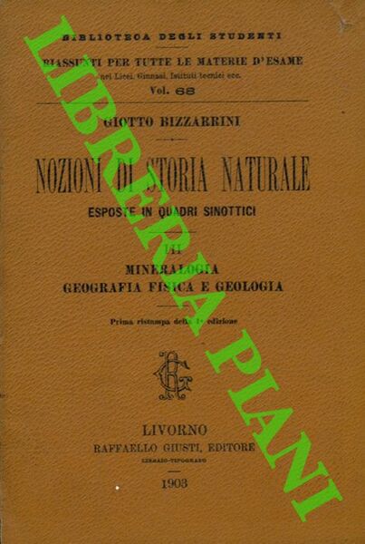 Nozioni di storia naturale esposte in quadri sinottici. III. Mineralogia, …