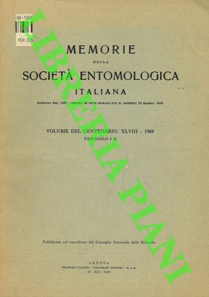 Memorie della Società Entomologica Italiana. Volume del centenario: XLVIII. Fascicolo …