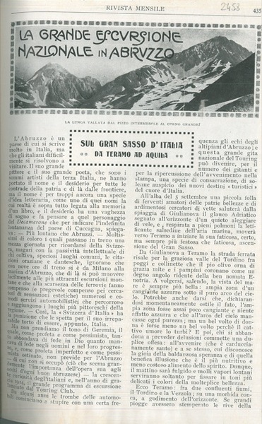 La grande escursione nazionale in Abruzzo. Sul Gran Sasso d'Italia. …