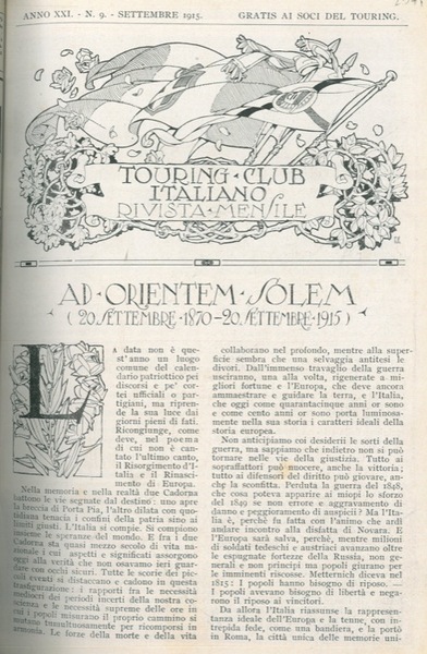 Ad orientem solem (20 settembre 1870 - 20 settembre 1915).