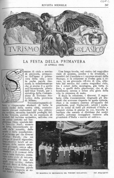 Turismo scolastico. La festa della primavera (9 aprile 1916).
