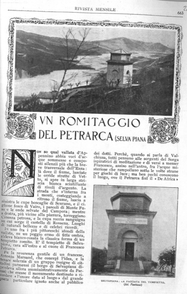 Un romitaggio del Petrarca (Selva piana).
