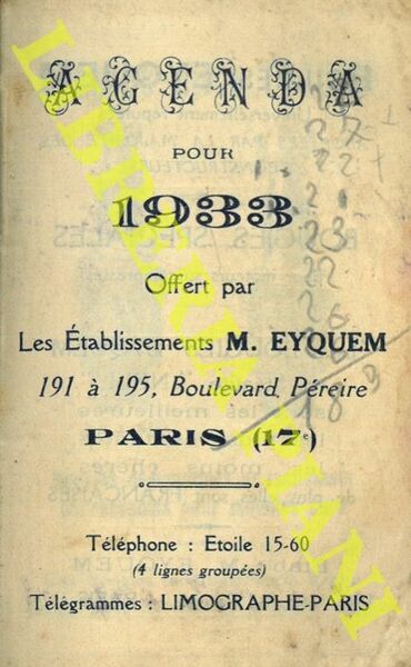 Agenda pour 1933.