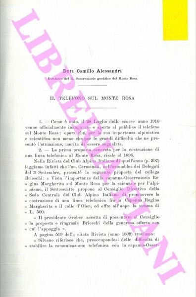 Il telefono sul Monte Rosa.