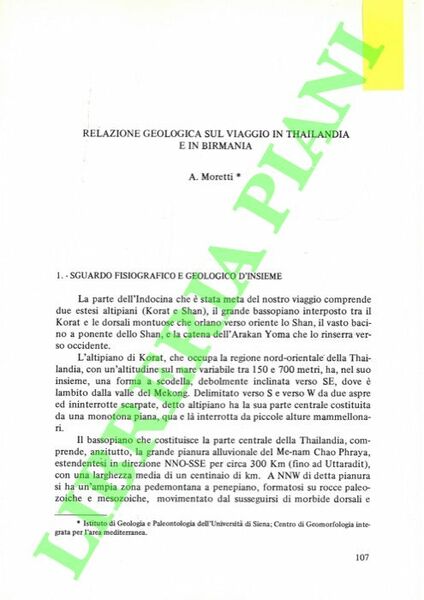 Relazione geologica sul viaggio in Thailandia e in Brimania.