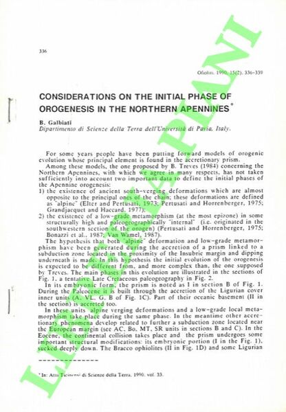 Considerations on the Initial Phase of First Orogenesis in the …