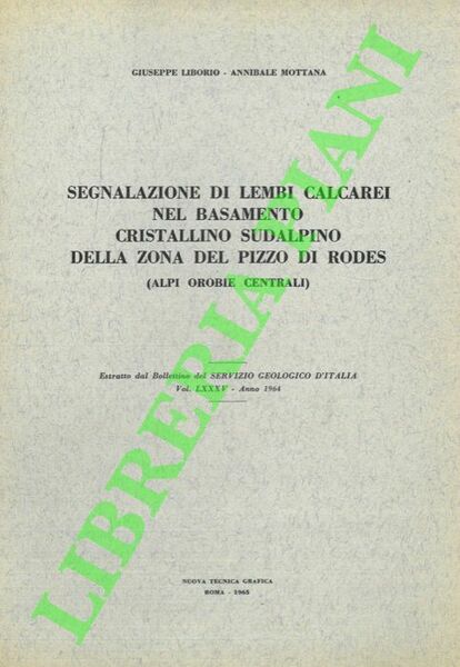 Segnalazione di lembi calcarei nel basamento cristallino sudalpino della zona …