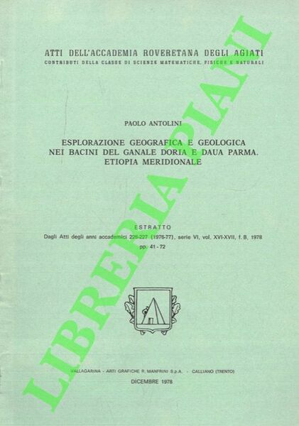 Esplorazione geografica e geologica nei bacini del Ganale Doria e …