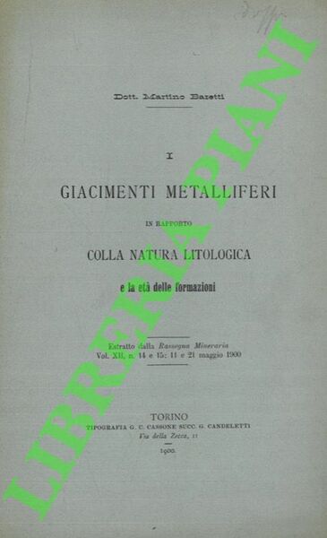 I giacimenti metalliferi in rapporto colla natura litologica e la …